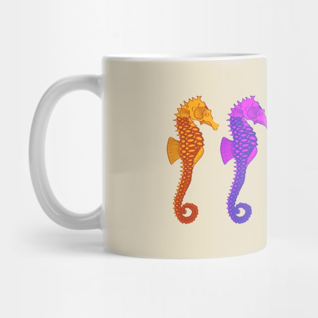 Colorful Seahorses Fish Pop Art by oknoki